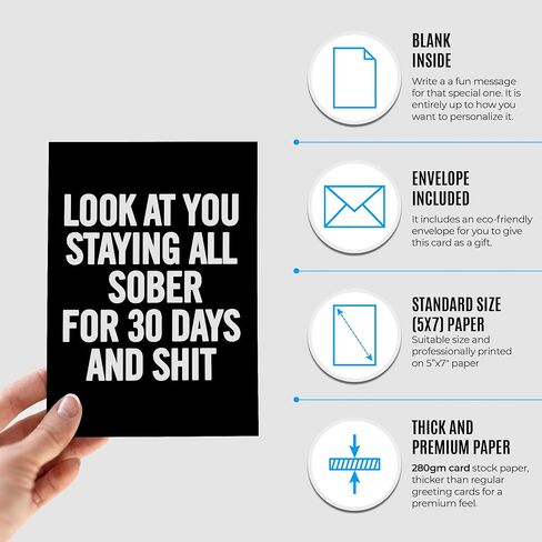 1 Year Sober Card, One Year Sobriety Card, Funny Recovery Card, Original Soberversary Card for men or women - Say congratulations and show encouragement to someone who just reached a milestone in Saudi Arabia