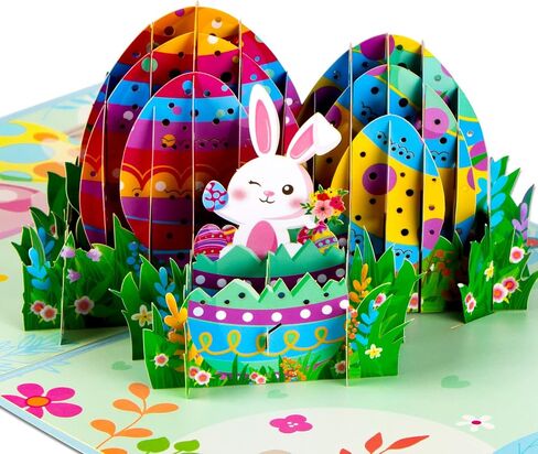 SICOHOME Easter Pop Up Cards - 3D Easter Greeting Cards 6"x8" Bunny Card with Envelopes Funny Pop Up Card for Kids Religious Handmade Gifts for Son Daughter Boy Girl in Kuwait
