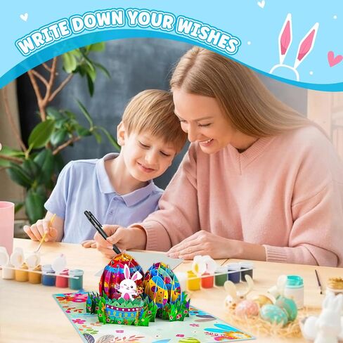 SICOHOME Easter Pop Up Cards - 3D Easter Greeting Cards 6"x8" Bunny Card with Envelopes Funny Pop Up Card for Kids Religious Handmade Gifts for Son Daughter Boy Girl in Kuwait