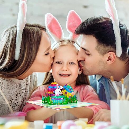 SICOHOME Easter Pop Up Cards - 3D Easter Greeting Cards 6"x8" Bunny Card with Envelopes Funny Pop Up Card for Kids Religious Handmade Gifts for Son Daughter Boy Girl in Kuwait
