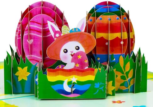 SICOHOME Easter Pop Up Cards - 3D Easter Greeting Cards 6"x8" Bunny Card with Envelopes Funny Pop Up Card for Kids Religious Handmade Gifts for Son Daughter Boy Girl in Kuwait