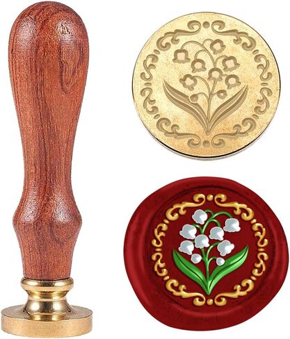 3D Lily of The Valley Wax Seal Stamp Embossed Stamp Sealing Removable 1" Flower Brass Wax Seal Stamp Head with Wooden Handle Sealing Wax for Wedding Invitations Envelopes Gift Packing Craft in Kuwait
