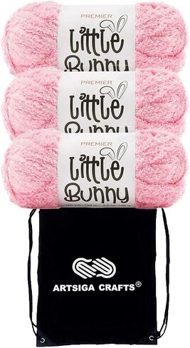 Premier Yarns Little Bunny Toffee 2079-11 (3-Skeins - Same Dye Lot) Chunky Bulky #5 Polyester Yarn for Crocheting and Knitting with Project Bag in Saudi Arabia
