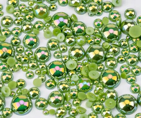 2000pcs ab ab color تقليد نصف اللؤلؤ الجولة الخرزات فضفاضة الخرزات ، أحجام مختلطة 2/3/4/5/6/8/10MM لؤلؤة flatback for crafts المجوهرات فن الديكور أحذية السمكة قصاصات الكلام (Peach Pink AB) in Kuwait