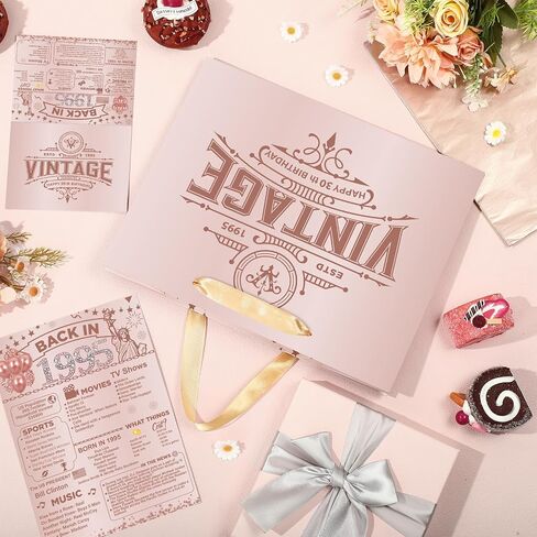 Rose Gold Vintage 30th Birthday Gift Bag for Women Large Pink Back in 1995 Happy 30th Birthday Gift Bag with 30th Birthday Wrapping Paper Poster Card for 30th Birthday Decorations Party Supplies in Saudi Arabia