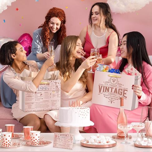 Rose Gold Vintage 30th Birthday Gift Bag for Women Large Pink Back in 1995 Happy 30th Birthday Gift Bag with 30th Birthday Wrapping Paper Poster Card for 30th Birthday Decorations Party Supplies in Saudi Arabia