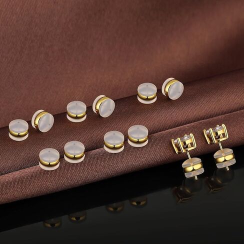 DELECOE 7mm Big Soft Silicone Earring Backs for Studs Gold Belt Rubber Earring Backs Replacements Hypoallergenic Safety Plastic Earring Back for Studs Hoops Fish Hook 12pcs Gold in Saudi Arabia