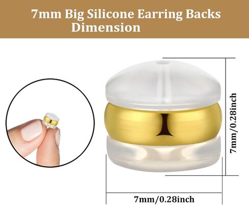 DELECOE 7mm Big Soft Silicone Earring Backs for Studs Gold Belt Rubber Earring Backs Replacements Hypoallergenic Safety Plastic Earring Back for Studs Hoops Fish Hook 12pcs Gold in Saudi Arabia