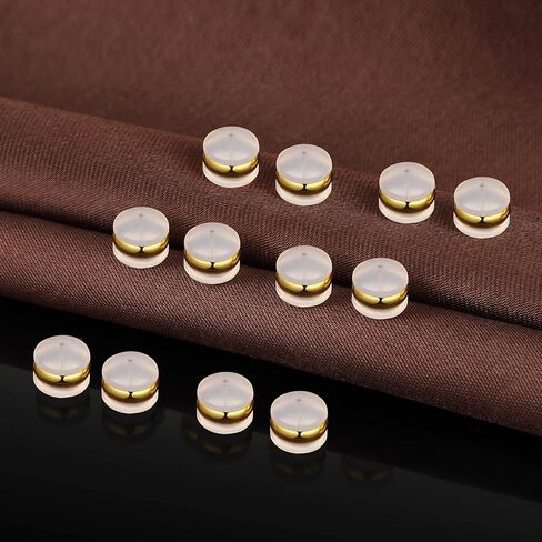 DELECOE 7mm Big Soft Silicone Earring Backs for Studs Gold Belt Rubber Earring Backs Replacements Hypoallergenic Safety Plastic Earring Back for Studs Hoops Fish Hook 12pcs Gold in Saudi Arabia