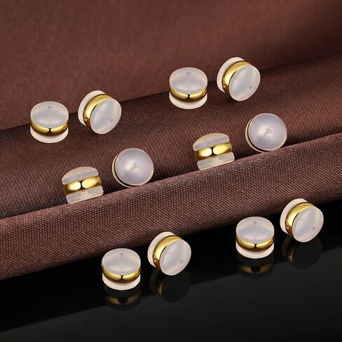 DELECOE 7mm Big Soft Silicone Earring Backs for Studs Gold Belt Rubber Earring Backs Replacements Hypoallergenic Safety Plastic Earring Back for Studs Hoops Fish Hook 12pcs Gold in Saudi Arabia