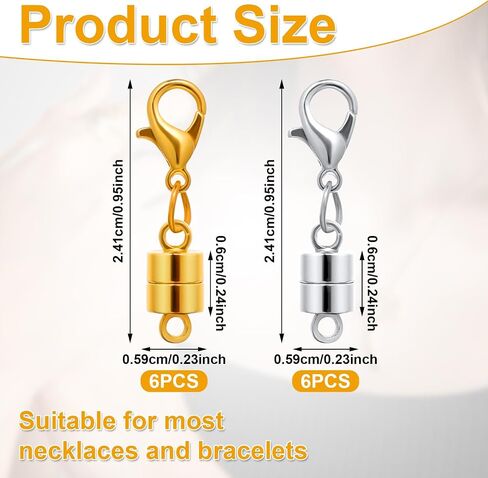12pcs Magnetic Necklace Clasp, Magnetic Lobster Clasp Magnetic Jewelry Clasps Necklace Closures Magnetic Necklace Extender for Jewelry Making (Silver) in Saudi Arabia