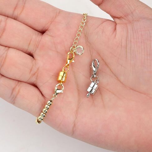 12pcs Magnetic Necklace Clasp, Magnetic Lobster Clasp Magnetic Jewelry Clasps Necklace Closures Magnetic Necklace Extender for Jewelry Making (Silver) in Saudi Arabia