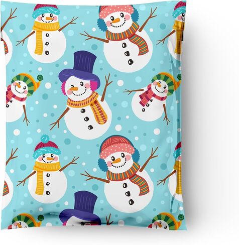 10x13 (100) Snowman Winter Designer Poly Pollers Selev Selfling Therproof Proofling Careveles Christmas Premium Print Princed Formance Small in Kuwait
