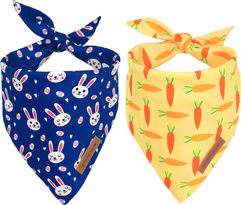 Realeaf 4th of July Dog Bandanas 2 Pack, Reversible American Flag Pet Scarf for Boy and Girl, Premium Durable Fabric, Patriotic Bandana for Medium and Large Dogs (Large) in Kuwait