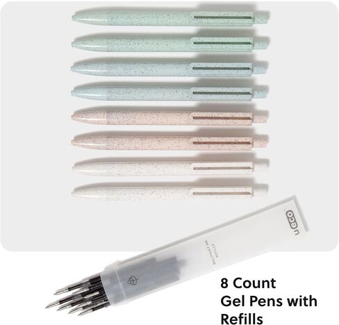 U Brands U-Eco Ballpoint Click Pens with Refills, Set of 8, Core Speckle, Medium (0.7 mm) Point, Black Ink in Saudi Arabia