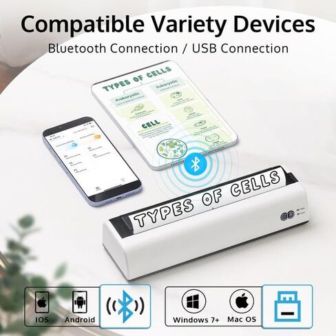 طابعة Offnova المحمولة لاسلكية للسفر ، وطابعة حرارية بدون inkless ، ودعم خطاب الولايات المتحدة وحجم A4 ، متوافق مع iOS ، Android ، الكمبيوتر المحمول مع ورقة حرارية واحدة 8.5 "× 11" ، لمكتب الهاتف المحمول in Kuwait