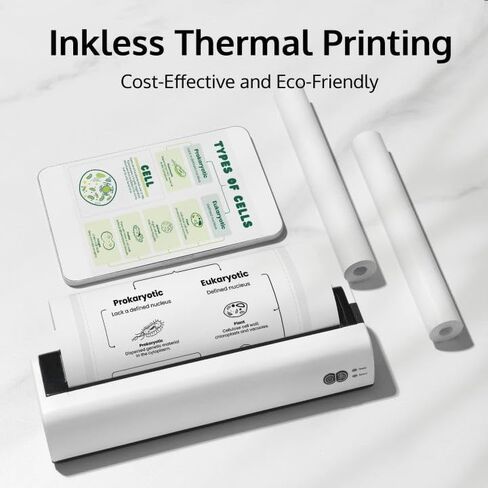 طابعة Offnova المحمولة لاسلكية للسفر ، وطابعة حرارية بدون inkless ، ودعم خطاب الولايات المتحدة وحجم A4 ، متوافق مع iOS ، Android ، الكمبيوتر المحمول مع ورقة حرارية واحدة 8.5 "× 11" ، لمكتب الهاتف المحمول in Kuwait