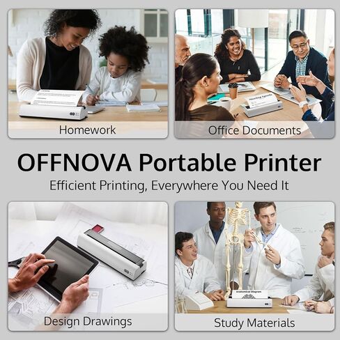 طابعة Offnova المحمولة لاسلكية للسفر ، وطابعة حرارية بدون inkless ، ودعم خطاب الولايات المتحدة وحجم A4 ، متوافق مع iOS ، Android ، الكمبيوتر المحمول مع ورقة حرارية واحدة 8.5 "× 11" ، لمكتب الهاتف المحمول in Kuwait