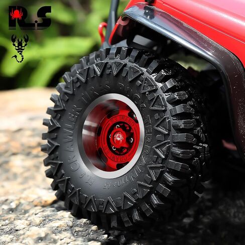 REDSPIDER Vintage Design 1.9 Beadlock Wheel Rims （4PCS） Aluminum Alloy 1.9''Wheel Hub for 1:10 RC Crawler Axial SCX10 90046 SCX10 III AXI03007 Tamiya CC01 D90 D110 1.9'' Crawler Tires (Black) in Kuwait
