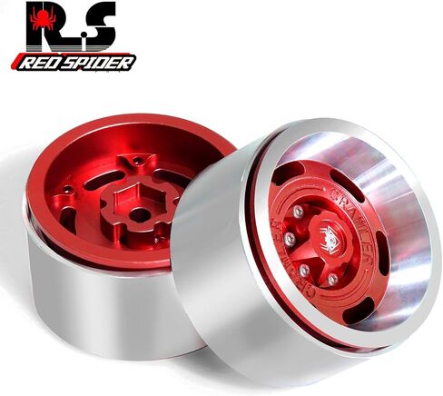 REDSPIDER Vintage Design 1.9 Beadlock Wheel Rims （4PCS） Aluminum Alloy 1.9''Wheel Hub for 1:10 RC Crawler Axial SCX10 90046 SCX10 III AXI03007 Tamiya CC01 D90 D110 1.9'' Crawler Tires (Black) in Kuwait