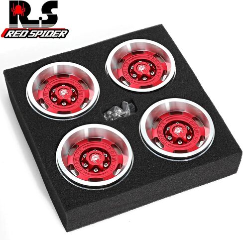 REDSPIDER Vintage Design 1.9 Beadlock Wheel Rims （4PCS） Aluminum Alloy 1.9''Wheel Hub for 1:10 RC Crawler Axial SCX10 90046 SCX10 III AXI03007 Tamiya CC01 D90 D110 1.9'' Crawler Tires (Black) in Kuwait