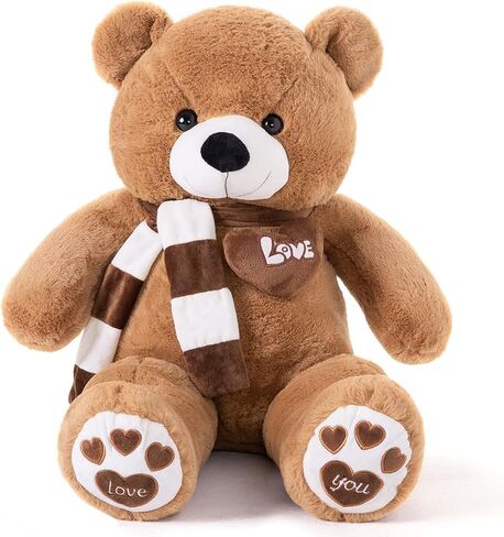 Big Teddy Bear Stuffed Animal Plush Teddy Bear with Scarf for Children Girls Girlfriends (31 Inches, Dark Brown) in Saudi Arabia