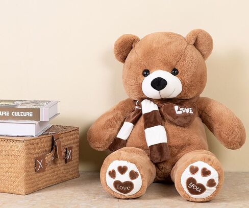 Big Teddy Bear Stuffed Animal Plush Teddy Bear with Scarf for Children Girls Girlfriends (31 Inches, Dark Brown) in Saudi Arabia