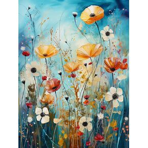 Ginfonr DIY 5D Diamond Art Kits for Adults, Flower Diamond Painting for Adults, Diamond Art Daisies Full Drill, Diamond Art Kits Embroidery Rhinestone Craft for Home Wall Decor 12 * 16 Inch