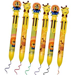 8PCS Shuttle 6-in-1 Multicolor Ballpoint Pens 6 Colors Animal Pens Retractable Barrel Pens Novelty Giraffe Pens Lion Pens Cute Pens For School Home Office Stationery…