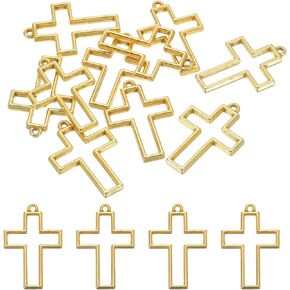 PATIKIL Alloy Open Back Bezel Pendants, Cross Shape Hollow Resin Pendant Frame for DIY Crafts Earrings Necklace Bracelet