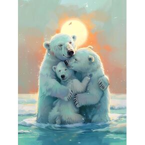 Reofrey DIY Diamond Art Kits for Adults Polar Bear, Animal Full Drill Round Rhinestone Diamond Painting Kits, Cross Stitch Embroidery Canvas for Crafts Home Wall Decor 30x40cm