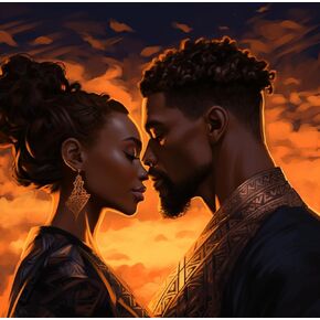 Generic African American Man and Woman 5D Diamond Art Painting for Adults Full Drill Round Diamond Paint by Number Kits for Beginners Gems Cross Stitch for Wall Decor 13.8x13.8inch(3)