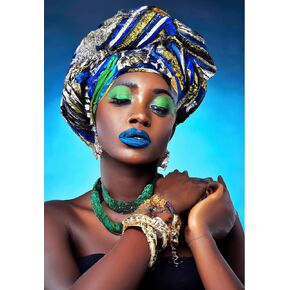 Skryuie 5d Diamond Painting Kit Women African Women Clime Clists by Number ، Art African American Sunset Woman Whool with Black Woman Black Embroidery DIY Craft Set Arts Decorations (12x16inch)