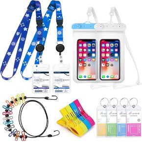 Cruise Essentials Kit Must Haves Set Include Cruise Luggage Tags Holder, Cruise Lanyards, Cruise Power Strip, Towel Bands and Clips, Waterproof Phone Bags for All Cruise Lines
