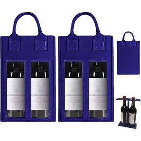 Double Bottle Wine Gift Bags(2 Packs), Reusable Felt Tote Bags, Suitable for Parties, Travel, Blind tasting, Christmas, and Camping (red)