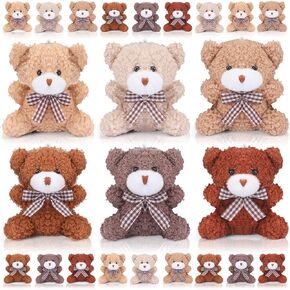 24 Pack Mini Bear Toys Bulk Plush Stuffed Animals Jointed Doll 3.15 Inch Bear Keychain for Teens Girls Adult Birthday Wedding Graduation Gift Decoration Party Favor Backpack DIY Pendant (Stylish)