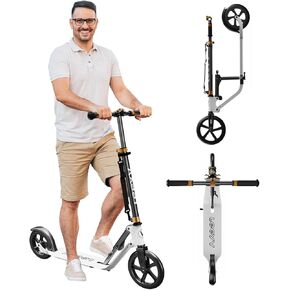 Adult Scooter - Folding, Adjustable Height, Big Wheels, Lightweight All-Aluminum Frame | Suitable for Teens 12+ | 265lbs Weight Limit