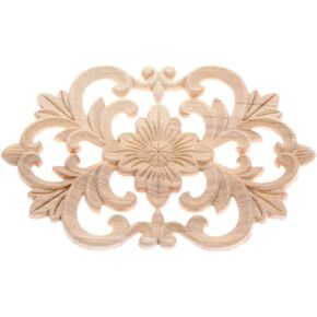 MUXSAM Wood Carved Applique Onlay Furniture Corner Frame Decal Unpainted Furniture DIY Decoration for Furniture Home Door Cabinet (22 x 14cm / 8.7 x 5.5inch), Pack of 2