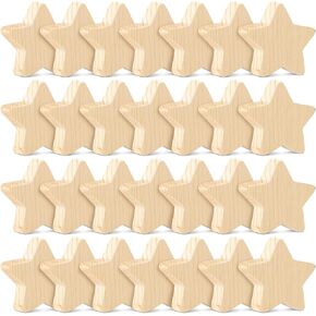 100 Pcs Mini Wood Star for Craft Christmas Unfinished Small Wooden Blank Star Cutout 0.79 x 0.79 x 0.24 Inch Star Ornament for Xmas Winter Wedding Party DIY Table Decor