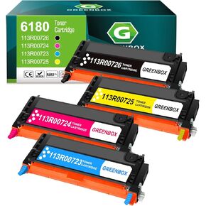GREENBOX Remanufactured Toner Cartridge for Xerox Phaser 6180 6180N 6180DN 6180MFP-D 6180MFP-N 113R00726 113R00723 113R00724 113R00725 (1 Black, 1 Cyan, 1 Magenta, 1 Yellow)