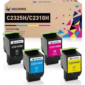 Compatible Toner Cartridge for Lexmark C231H C2325H 3,000 Pages C231HK0 C231HC0 C231HM0 C231HY0 High Yield C231HY0 C2310K0 C2310C0 C2310M0 C2310Y0 for C2325 C2425 C2535 MC2325 MC2425 MC2535