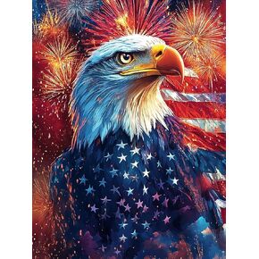 VAIIEYO 5D DIY Diamond Art Kits for Adults Eagle, Diamond Painting Animal Bird, Paint by Numbers Full Drill Round Rhinestone Craft Canvas for Home Wall Decor Gift 12x16 inch-25