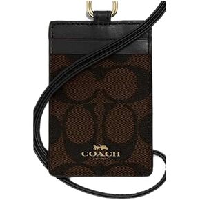 Coach Signature C Brown Black Lanyard, Badge ID Credit Card Holder 63274