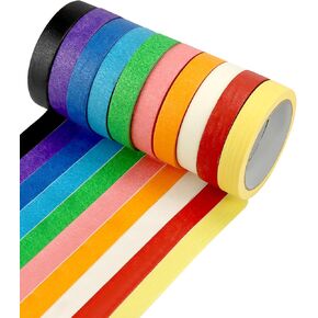 QWORK Lab Labeling Tape Masking Tape Set – 10 Rolls, 3/4 inch x 22 Yards, 10 Color for Diverse Surfaces, Easy Tear, No Residue, Water-Resistant, for Labelling, Arts & Crafts, Office Classroom Use