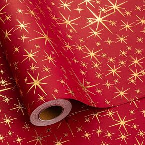 Garbendy Green Christams Wrapping Paper Roll-17inch x 32.8ft Embossing 3D Emerald Green with Gold Foil Star Design for Christmas, Birthday, Wedding, Baby Shower, Bridal Shower, Party