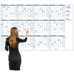 تقويم كبير للمحو الجاف للجدار-تقويم الجدار السنوي الجاف ، 37 "× 57.9" ، مخطط تقويم فارغ غير مؤرخ لمدة 12 شهر