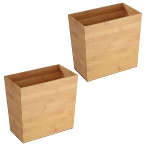 iDesign Rectangular Bamboo Waste Basket, The Formbu Collection – 10.5" x 5.75" x 10", Natural Wood Finish