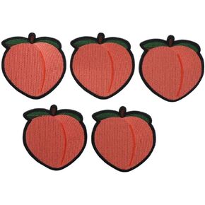 5 Pcs Peach Embroidered Patches,2.99 x 3.07in Hook and Loop Patch DIY Accessories for Backpack,Clothes,Hats & Jeans