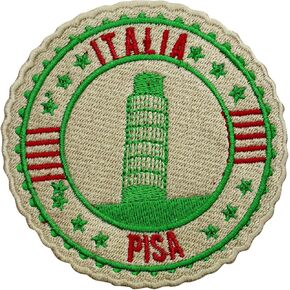 Italy Travel Patch, Pisa Tower Patch, groovy patch Embroidered Iron on Sew on Patch Badge for Clothes etc. 9cm