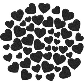 Lystaii 48pcs Heart Shape Iron on Patches Cute Mini Heart Iron-on Sew-on Patches Embroidered Applique Decoration Patches Assorted Size Custom Patches for Clothing Jeans Hats (Pink, 4 Size)